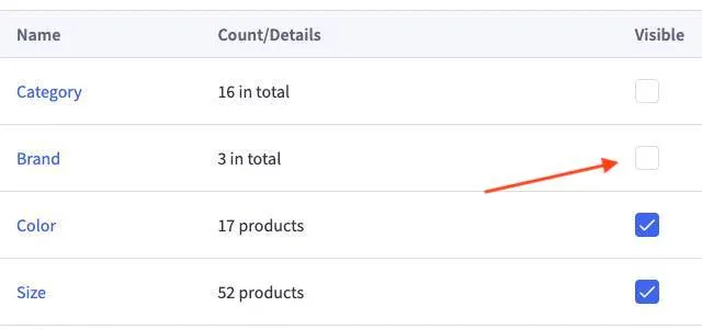 category filters page