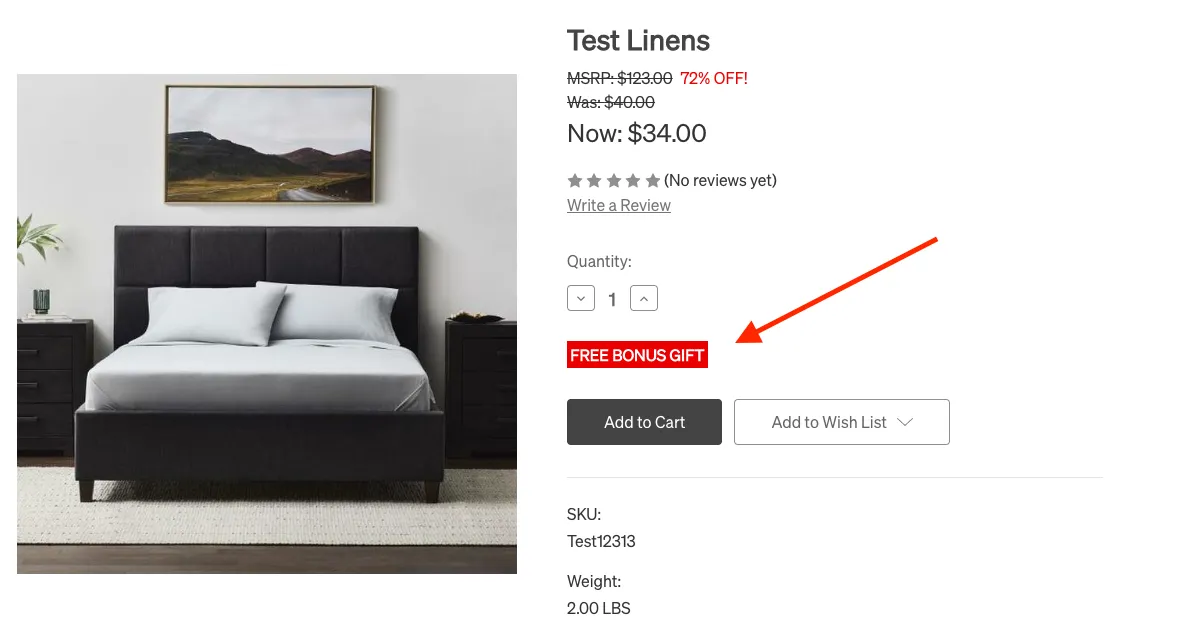 How the CTA message appears for the customer