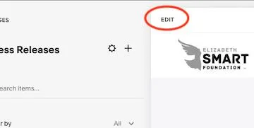 Squarespace Edit Page button