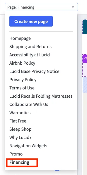 Finance page builder