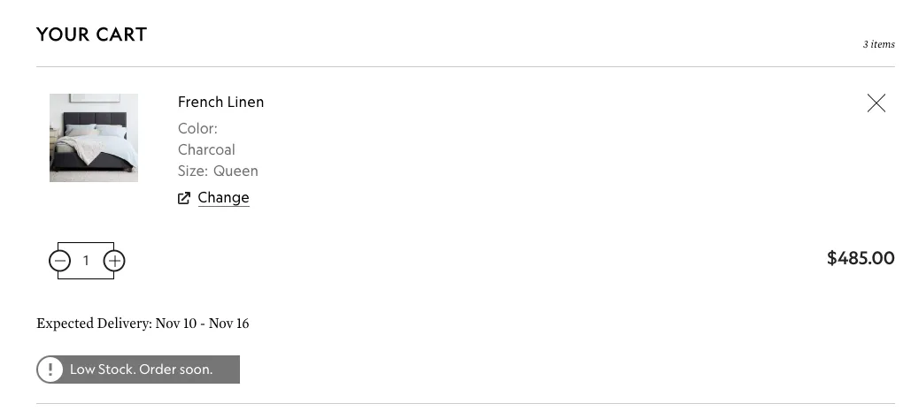 low stock badge example