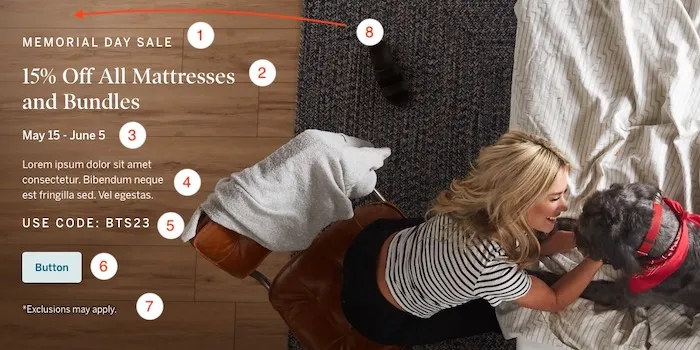Lucid Hero widget marked with numbers to correlate with the following list