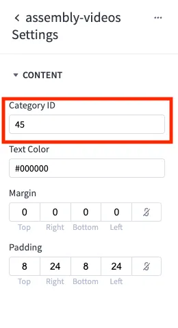 Assembly video settings