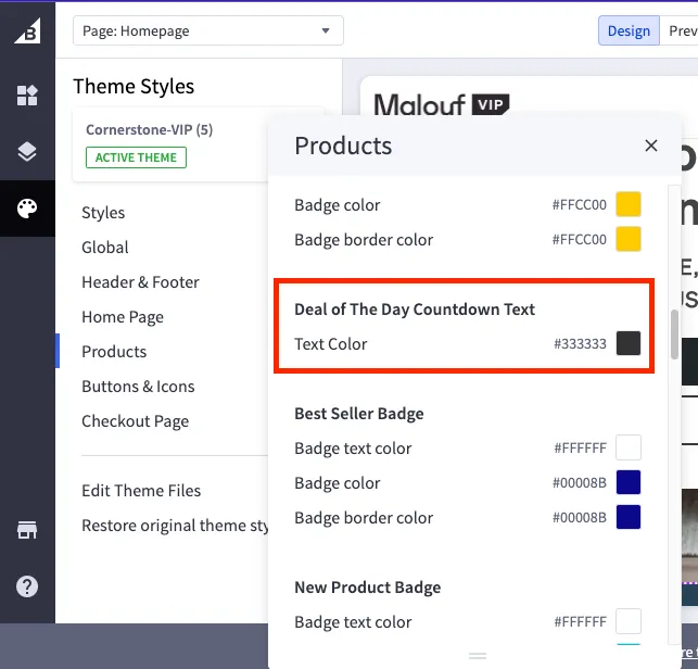 Timer color settings