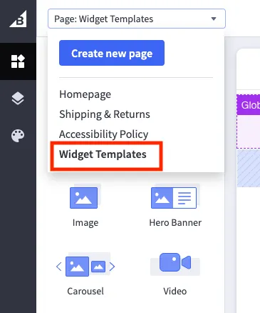 page builder navigation